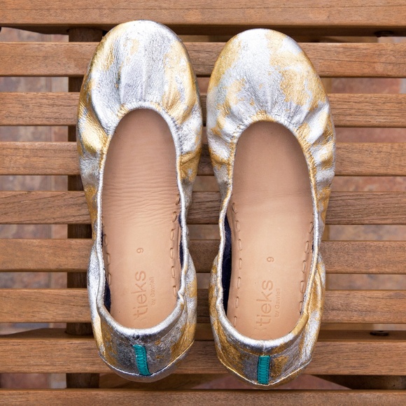 Tieks Shoes - NWT Custom Silver and Gold Foiled Tieks by Heather
